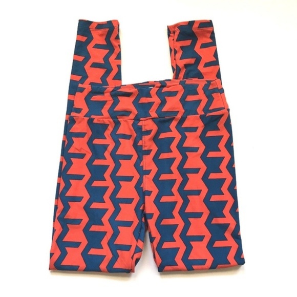 LuLaRoe Pants - LuLaRoe Legging Orange & Blue Print O/S
